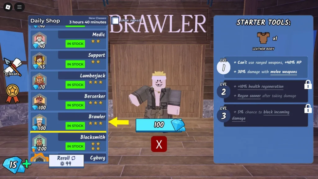 classe Brawler combina bem com o Martelo Obsidiron 99 Noites na Floresta
